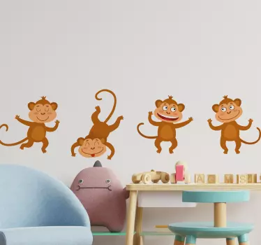 Lemmikkitarra leikkisät apinahahmot - Tenstickers