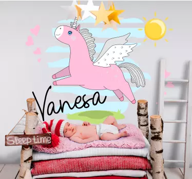 Lentävä yksisarvinen seinäkoriste lastenhuoneeseen - Tenstickers