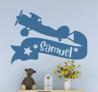 Lentokoneen nimibanneri seinätarra lastenhuone - Tenstickers