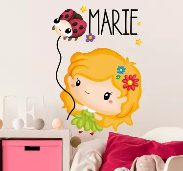 Leppäkerttu lapsi piirustus kuva valokuvatapetti - Tenstickers