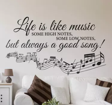 Life is like music Sisustustarra olohuoneeseen - Tenstickers
