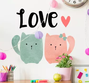Love sisustustarra kaksi kissaa - Tenstickers