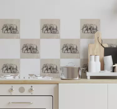 Luonnos norsuista kaakelitarra - Tenstickers