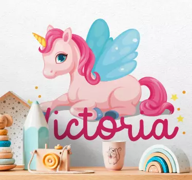 Maaginen mukautettu yksisarvinen seinätarra lastenhuone - Tenstickers