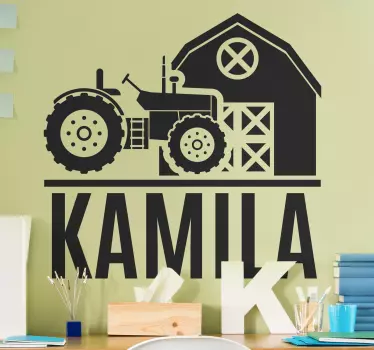 Maanviljelijä traktori nimellä lastenhuoneen seinätarrat - Tenstickers