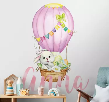 Makea pastelli pupu ilmapallolla kuvitus seinätarra - Tenstickers