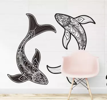 Mandala kalat seinätarra - Tenstickers