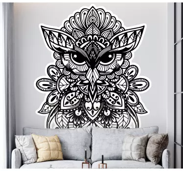 Mandala musta puolipöllö lintutarrat - Tenstickers