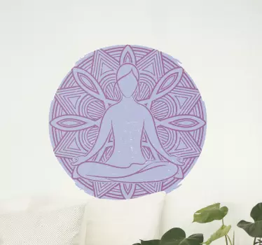 Meditatiivinen hahmo mandala luontoaiheinen seinätarra - Tenstickers