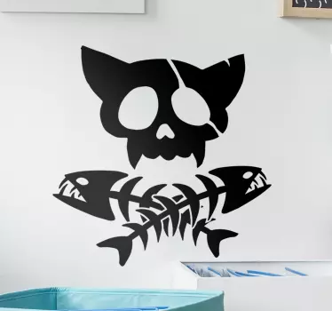 Merirosvo kissan kallo halloween tarra - Tenstickers