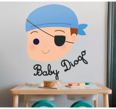 Merirosvo vauva nimellä kuvitus seinätarra - Tenstickers