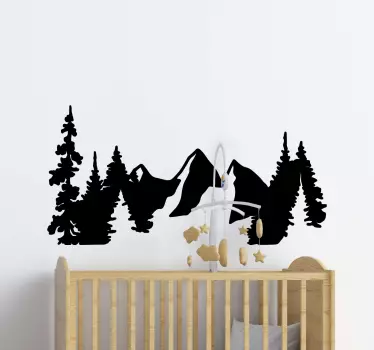 Metsä ja vuori siluetti luontotarra - Tenstickers
