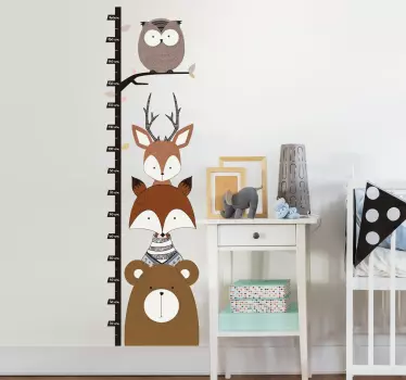 Metsän Eläimet Pituusmitta Sisustustarra - Tenstickers