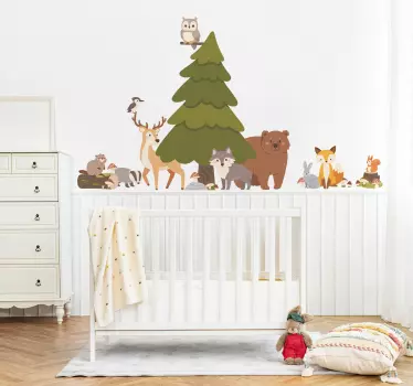 Metsän eläimet lastenhuone seinätarra - Tenstickers