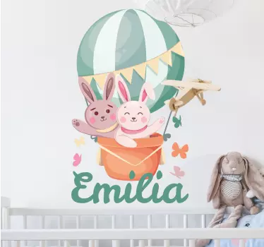 Mukautettavat pupuset ilmapalloissa seinätarra lastenhuone - Tenstickers