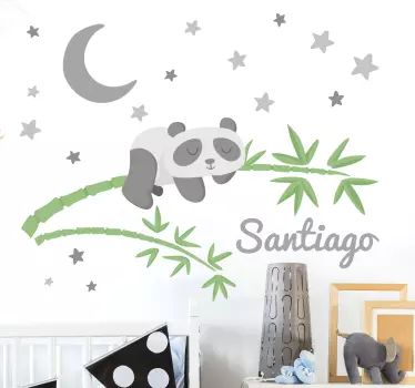 Mukautettu panda nimellä lasten seinätarra - Tenstickers