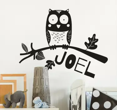 Muokattava pöllö nimellä seinätarra - Tenstickers