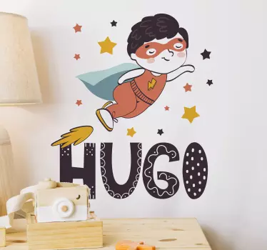 Muokattava supersankarin nimi superhero seinätarra - Tenstickers