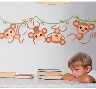 Neljä riippuvaa apinaa Villieläintarrat - Tenstickers