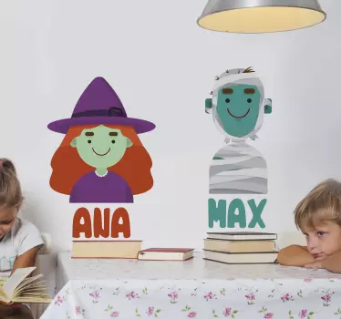 Noita ja muumio nimi halloween tarra - Tenstickers