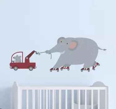Norsu hiirellä seinämaalaus seinätarrat - Tenstickers