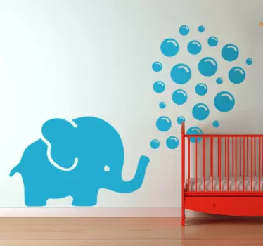 Norsu puhaltaa kuplia seinä tarra - Tenstickers