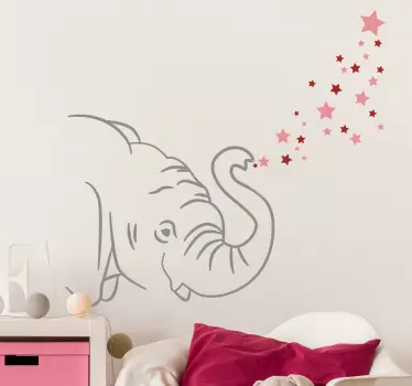 Norsun runko puhaltaa tähtiä seinä tarra - Tenstickers