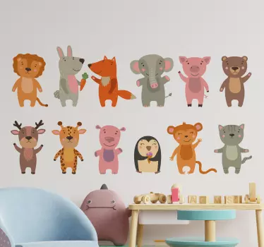Onnellinen hauska sarjakuva seinätarra lastenhuone - Tenstickers