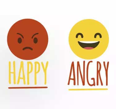 Onnellinen ja vihainen emoji-seinä tarra - Tenstickers