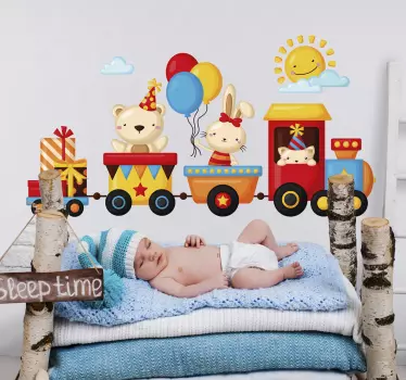 Onnellinen juna kotiin seinän tarra - Tenstickers