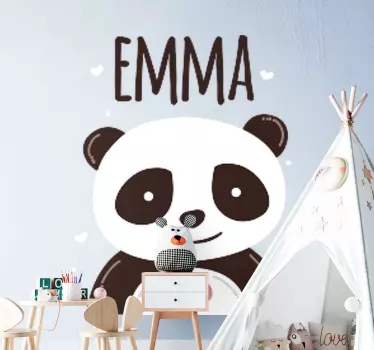 Onnellinen panda nimellä vauvatarrat - Tenstickers
