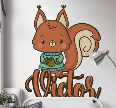 Orava ja tammenterho kuvitus seinätarra - Tenstickers
