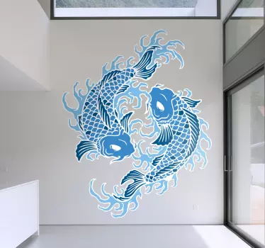 Oriental pisces seinä tarra - Tenstickers