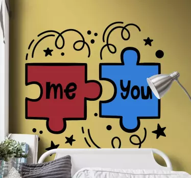 Palapelin palasten vuorovaikutus sängynpääty tarra - Tenstickers