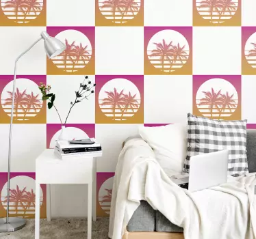 Palmut auringonlasku kuvio seinätarra - Tenstickers