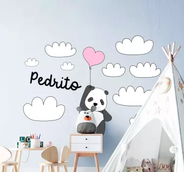 Panda ilmapallon kanssa seinätarra lastenhuone - Tenstickers
