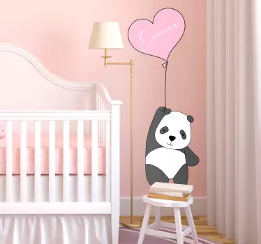 Panda ja ilmapallo lastenhuoneen tarra - Tenstickers