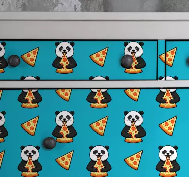 Panda syö pizzaa kissatarra ja koiratarra - Tenstickers