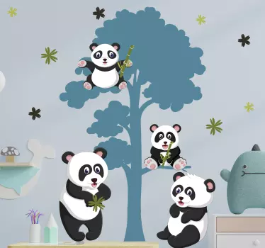 Pandan perhe-elämä Villieläintarrat - Tenstickers