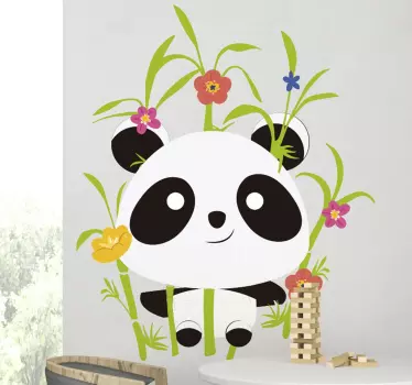 Pandas kukkivat puut villieläin tarra - Tenstickers