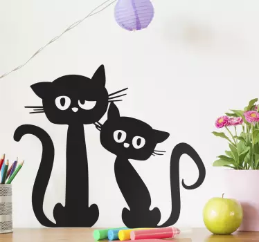 Pari mustia kissoja seinä tarra - Tenstickers