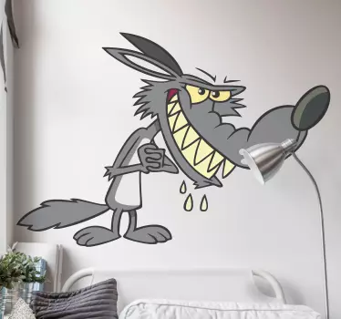 Pelottava susi sarjakuva hieroo käsiä Villieläintarrat - Tenstickers