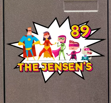 Perheen superhero-postilaatikon mukautettu tarra - Tenstickers