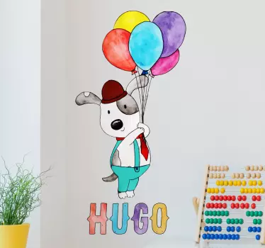 Personoitava koira ilmapallolennolla sisustustarra - Tenstickers