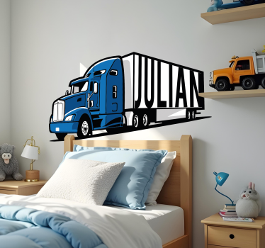 Persoonallinen sininen kuorma-auto lelu seinätarra - Tenstickers