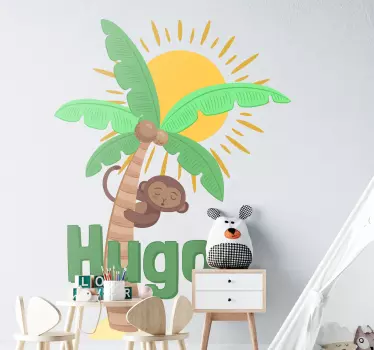 Piirustus palmu nimipuun seinätarra - Tenstickers