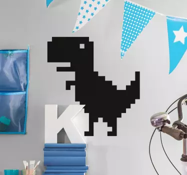 Pikselin dinosaurus seinä tarra - Tenstickers
