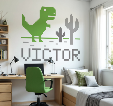 Pikselipeli dinosaurus tarra - Tenstickers