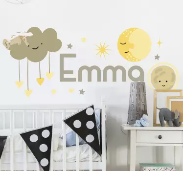 Pilviä ja taivaankappaleita seinätarra lastenhuone - Tenstickers