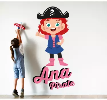 Piraatti-teemainen hahmo seinätarra lastenhuone - Tenstickers